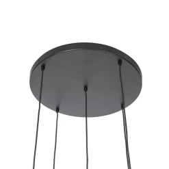 Schicke Hängelampe Schwarz mit Gold mit Rauchglas inkl. 5 WiFi A60 - Zuzanna