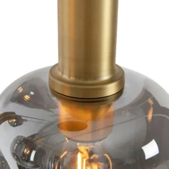 Schicke Hängelampe Schwarz mit Gold mit Rauchglas inkl. 5 WiFi A60 - Zuzanna