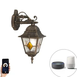 Schicke Vintage Außenwandlaterne Bronze inkl. Wifi A60 - Antigua