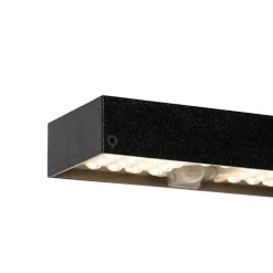 Schwarze Außenwandleuchte mit Abblendlicht und Sonnensensor – Kayo
