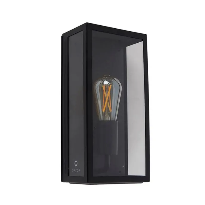 Set aus 2 Außenwandleuchten schwarz IP44 mit Glas - Rotterdam