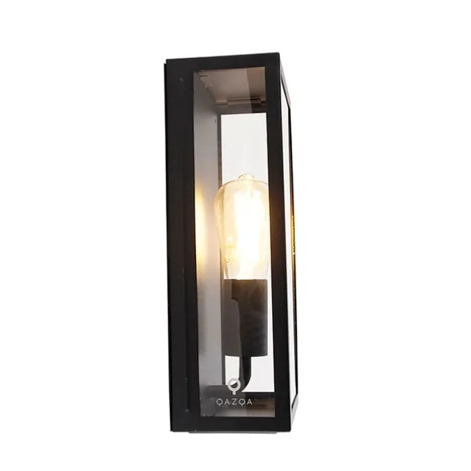 Set aus 2 Außenwandleuchten schwarz IP44 mit Glas - Rotterdam