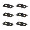Set mit 6 abgerundeten Einbaustrahlern schwarz GU10 50mm schwenkbar und neigbar IP44 2-flammig - Alberto