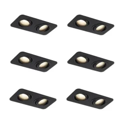 Set mit 6 abgerundeten Einbaustrahlern schwarz GU10 50mm schwenkbar und neigbar IP44 2-flammig - Alberto