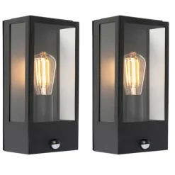 Set mit 2 Außenwandlampen schwarz mit Bewegungsmelder - Rotterdam