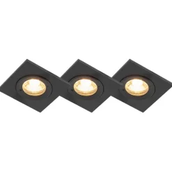 Set mit 3 Bad-Downlights schwarz IP44 - Xena Square