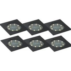 Set mit 6 Bodeneinbaustrahlern Schwarz Quadratisch inkl. LED IP65 Solar - Terry