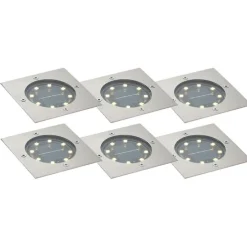 Set mit 6 Bodeneinbaustrahlern Aluminium Quadratisch inkl. LED IP65 Solar - Terry
