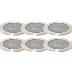 Set mit 6 Bodenstrahlern Stahl AR111 verstellbar IP65 - Delux Honey