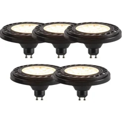 Set mit 5 dimmbaren GU10 LED AR111 schwarz 8W 600lm 2700K