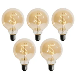 Set mit 5 E27 dimmbare LED Spiral Filament G95 4W 270lm 2200K