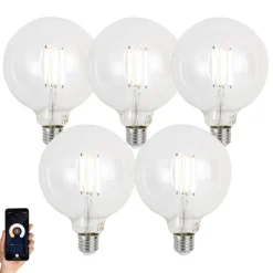 Set mit 5 E27 Dimmbare LED-Glühbirnen G125 Klar 7W 806lm 2700-6500K