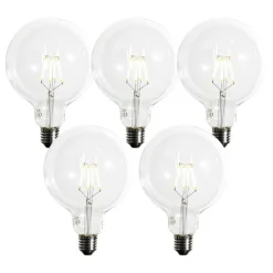 Set mit 5 E27 dimmbare LED-Spiral-Glühfadenlampe G125 5W 450lm 2200K