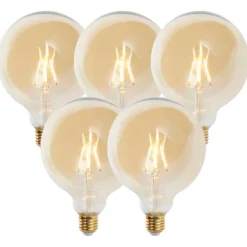 Set mit 5 E27 dimmbaren LED-Lampen G125 Gold 5W 450 lm 2200K