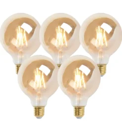 Set mit 5 E27 dimmbaren LED-Lampen G95 Gold 5W 380 lm 2200K