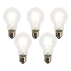 Set mit 5 E27 LED Filament Glühbirnen A60 Dämmerungssensor 4W 470lm 2700K