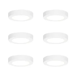 Set mit 6 Einbau- oder Aufbauspots weiß 14 cm inkl. LED 3-Stufen-Dim-to-Warm mit Dip-Schalter - Trans