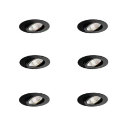Set mit 6 Einbauspots schwarz 6,8 cm inkl. LED 750 lm dimmbar IP23 - Gaius