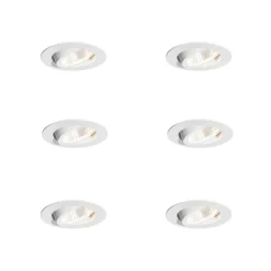 Set mit 6 Einbauspots weiß 6,8 cm inkl. LED 750 lm dimmbar IP23 - Gaius