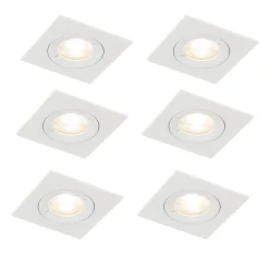 Set mit 6 Einbaustrahlern weiß quadratisch GU10 50mm IP44 - Xena