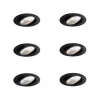 Set mit 6 Einbaustrahlern schwarz 9,5 cm inkl. LED 1300 lm dimmbar IP65 - Gaius
