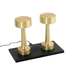 Set mit 2 goldenen RGBW-wiederaufladbaren Tischlampen - Isobel