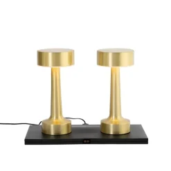 Set mit 2 goldenen RGBW-wiederaufladbaren Tischlampen - Isobel