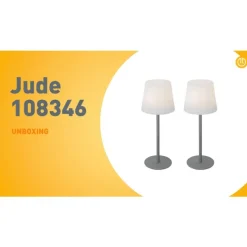 Set mit 2 grauen wiederaufladbaren Tischleuchten 40 cm IP54 - Jude