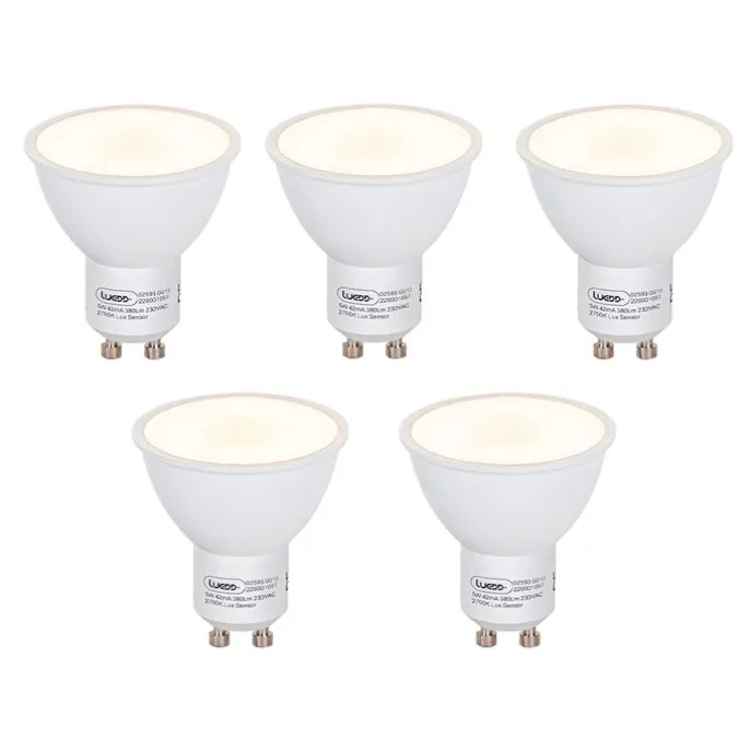 Set mit 5 GU10 LED-Lampen mit Dämmerungssensor 5W 380lm 2700K