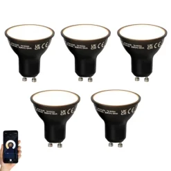 Set mit 5 Intelligente dimmbare GU10-LED-Lampe schwarz 7W 600 lm 3000K
