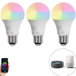 Set mit 3 intelligenten E27-LED-Lampen A60 matt RGBW 8,5 W 806 lm 2700 K