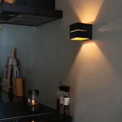 Set mit 4 intelligenten Wandleuchten schwarz mit Gold 9,7 cm inkl. Wifi G9 - Transfer Groove