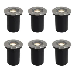 Set mit 6 modernen Außen-Bodenspots Stahl 35 mm verstellbar IP65 - Delux