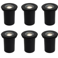 Set mit 6 modernen Außen-Bodenspothlights schwarz 35 mm verstellbar IP65 - Delux