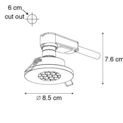 Set mit 6 modernen Badezimmer-Einbaustrahlern schwarz IP54 - Shed Honey