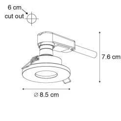 Set mit 6 modernen Badezimmer-Einbaustrahlern schwarz - Shed