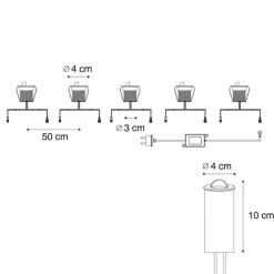 Set mit 5 modernen Bodeneinbaustrahlern Aluminium inkl. LED IP67 - Linsey