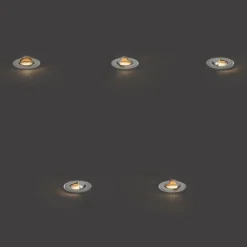 Set mit 5 modernen Bodeneinbaustrahlern Aluminium inkl. LED IP67 - Linsey