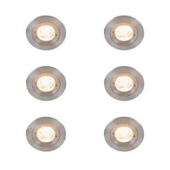 Set mit 6 modernen Einbauspots Stahl rund IP44 - Xena