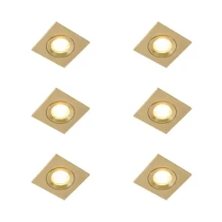 Set mit 6 modernen Einbaustrahlern Gold Quadratisch IP44 - Xena
