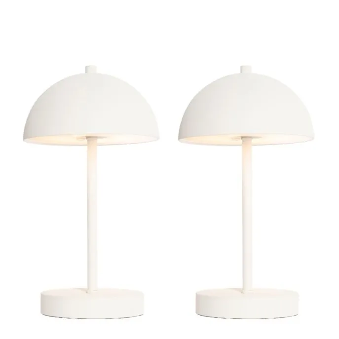 Set mit 2 Outdoor-Tischlampen Pilz weiß wiederaufladbar - Keira