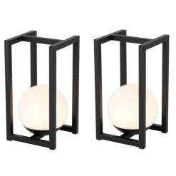 Set mit 2 Outdoor-Tischlampen Schwarz mit Touch-Ladefunktion - Nowi