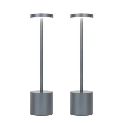 Set mit 2 Outdoor-Tischleuchten grau mit Dimmer wiederaufladbar - Dupont