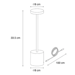 Set mit 2 Outdoor-Tischleuchten grau mit Dimmer wiederaufladbar - Dupont