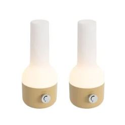 Set mit 2 Outdoor-Tischleuchten Gold mit Weiß inkl. wiederaufladbarem LED - Haard