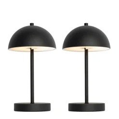 Set mit 2 Outdoor-Tischleuchten Pilz Schwarz wiederaufladbar - Keira