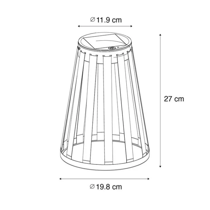 Set mit 2 Outdoor-Tischleuchten Schwarz Inkl. LED 3-Stufen Dimmer Solar und Akku - Penny