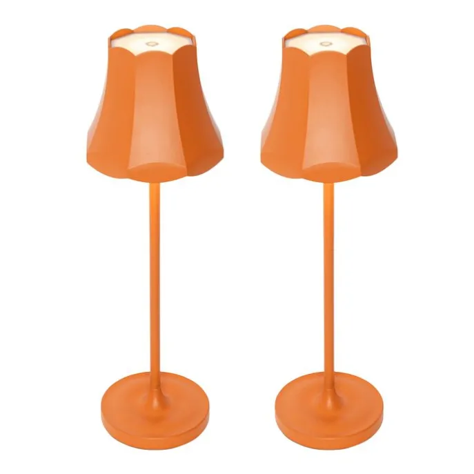 Set mit 2 Retro-Tischleuchten orange wiederaufladbar IP44 - Granny