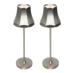 Set mit 2 Retro-Tischleuchten Gunmetal wiederaufladbar IP44 - Granny