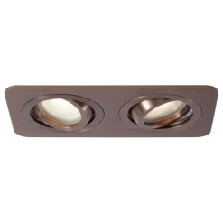 Set mit 6 runden Einbaustrahlern Dunkelbronze GU10 50mm schwenkbar und neigbar IP44 2-flammig - Alberto